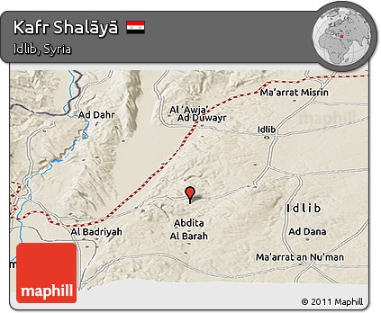 Shaded Relief Panoramic Map of Kafr Shalāyā