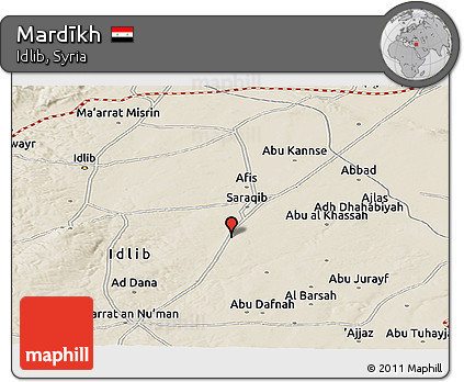 Shaded Relief Panoramic Map of Mardīkh