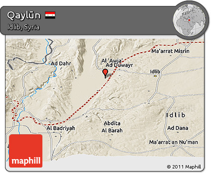 Shaded Relief Panoramic Map of Qaylūn