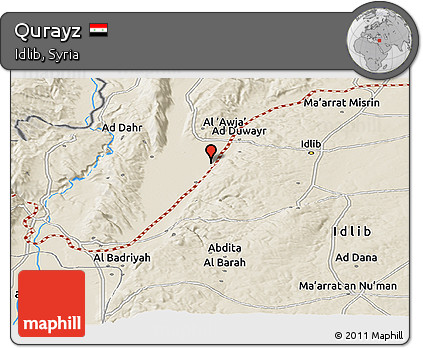 Shaded Relief Panoramic Map of Qurayz