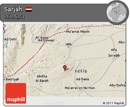 Shaded Relief Panoramic Map of Sarjah