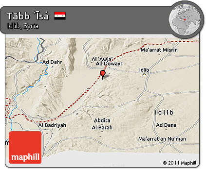 Shaded Relief Panoramic Map of Tābb `Īsá