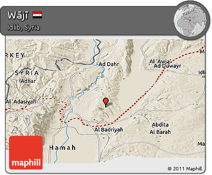 Shaded Relief Panoramic Map of Wājī