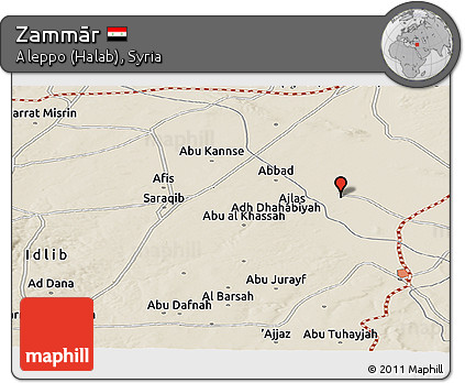 Shaded Relief Panoramic Map of Zammār