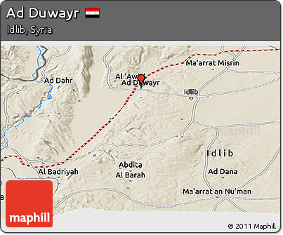 Shaded Relief Panoramic Map of Ad Duwayr