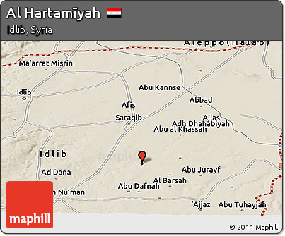 Shaded Relief Panoramic Map of Al Hartamīyah