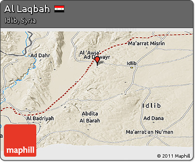 Shaded Relief Panoramic Map of Al Laqbah