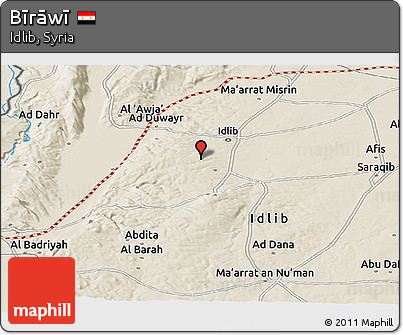 Shaded Relief Panoramic Map of Bīrāwī