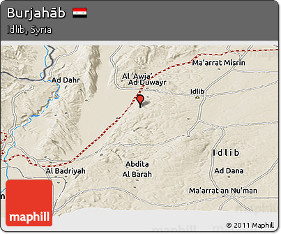 Shaded Relief Panoramic Map of Burjahāb