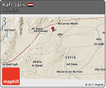 Shaded Relief Panoramic Map of Kafr Jālis