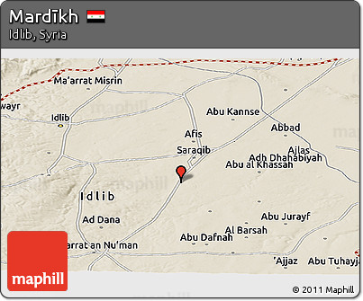 Shaded Relief Panoramic Map of Mardīkh