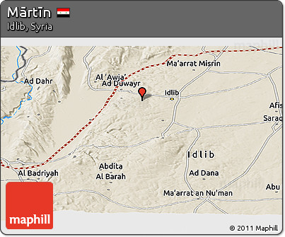Shaded Relief Panoramic Map of Mārtīn