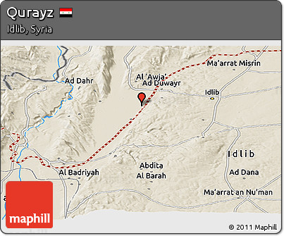 Shaded Relief Panoramic Map of Qurayz