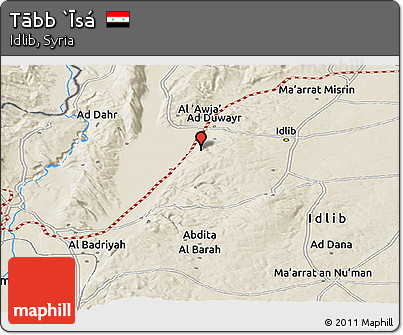 Shaded Relief Panoramic Map of Tābb `Īsá