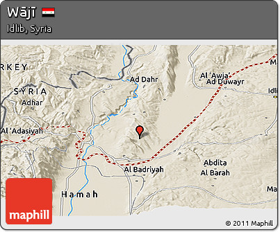Shaded Relief Panoramic Map of Wājī