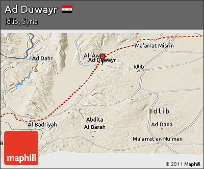 Shaded Relief Panoramic Map of Ad Duwayr