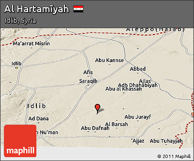 Shaded Relief Panoramic Map of Al Hartamīyah