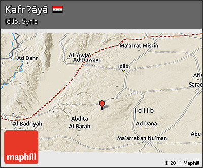 Shaded Relief Panoramic Map of Kafr Ḩāyā