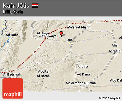 Shaded Relief Panoramic Map of Kafr Jālis