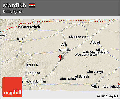 Shaded Relief Panoramic Map of Mardīkh