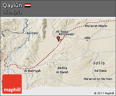Shaded Relief Panoramic Map of Qaylūn