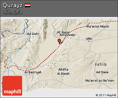 Shaded Relief Panoramic Map of Qurayz