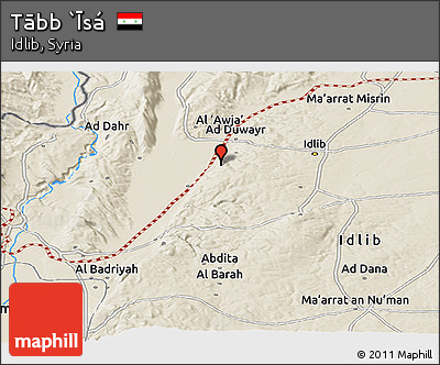 Shaded Relief Panoramic Map of Tābb `Īsá
