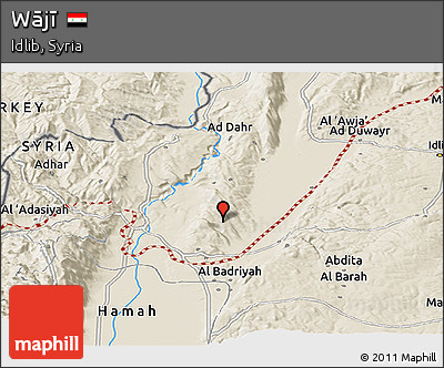 Shaded Relief Panoramic Map of Wājī