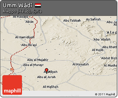 Shaded Relief Panoramic Map of Umm Wādī