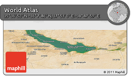Satellite Panoramic Map of the Area around 35° 52' 19" N, 38° 19' 30" E