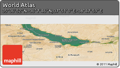 Satellite Panoramic Map of the Area around 35° 52' 19" N, 38° 19' 30" E