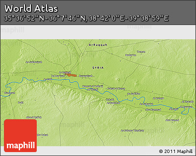 Physical 3D Map of the Area around 35° 52' 19" N, 39° 10' 29" E