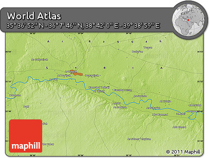 Physical Map of the Area around 35° 52' 19" N, 39° 10' 29" E