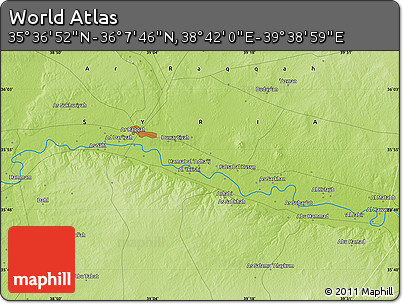 Physical Map of the Area around 35° 52' 19" N, 39° 10' 29" E