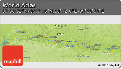 Physical Panoramic Map of the Area around 35° 52' 19" N, 39° 10' 29" E