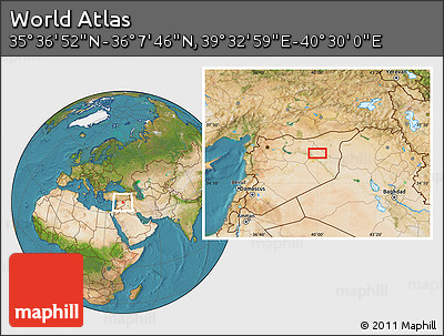 Satellite Location Map of the Area around 35° 52' 19" N, 40° 1' 29" E