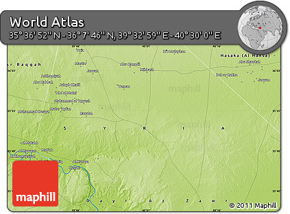 Physical Map of the Area around 35° 52' 19" N, 40° 1' 29" E