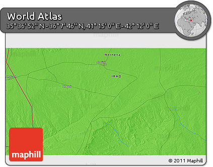 Political 3D Map of the Area around 35° 52' 19" N, 41° 43' 30" E