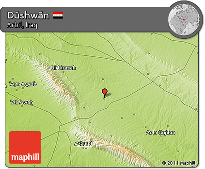 Physical 3D Map of Dūshwān