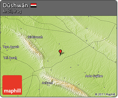 Physical 3D Map of Dūshwān