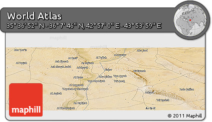 Satellite Panoramic Map of the Area around 35° 52' 19" N, 43° 25' 29" E