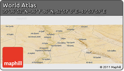 Satellite Panoramic Map of the Area around 35° 52' 19" N, 43° 25' 29" E