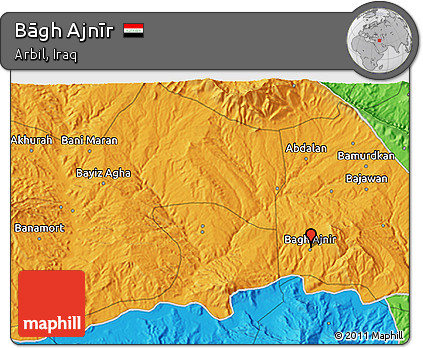 Political 3D Map of Bāgh Ajnīr