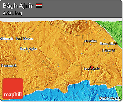 Political 3D Map of Bāgh Ajnīr