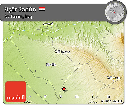 Physical Map of Ḩişār Sadūn