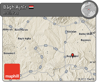 Shaded Relief Map of Bāgh Ajnīr