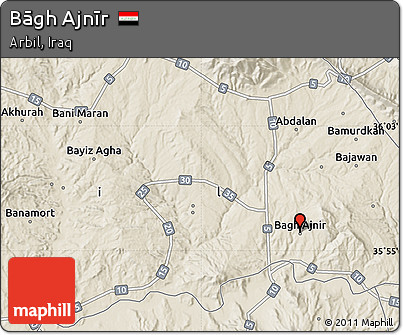 Shaded Relief Map of Bāgh Ajnīr