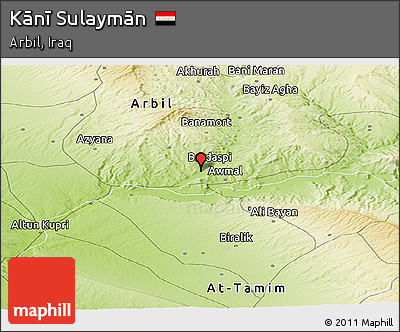 Physical Panoramic Map of Kānī Sulaymān