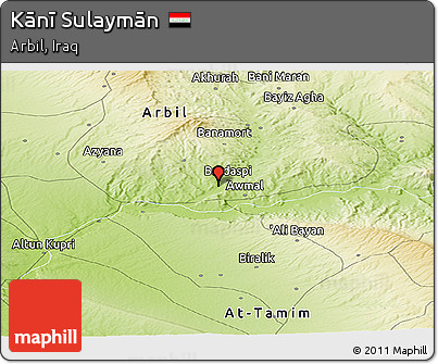 Physical Panoramic Map of Kānī Sulaymān
