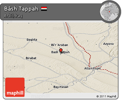 Shaded Relief Panoramic Map of Bāsh Tappah